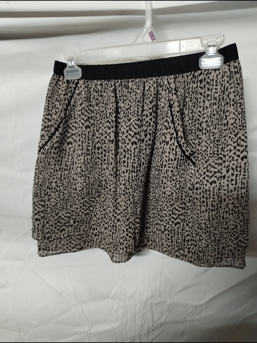 Banana Republic Taupe and Black Printed Midi Skirt
